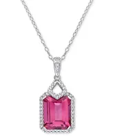 Pink Topaz (5-1/2 ct. t.w.) & Diamond (1/4 ct. t.w.) 18" Pendant Necklace in Sterling Silver