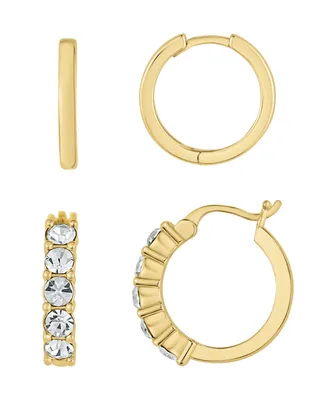 And Now This Crystal 18K Gold Plated Duo Hoop Earring Set