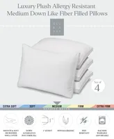 Plush Allergy Resistant Medium Down Like Fiber Filled Pillow Set Of Four