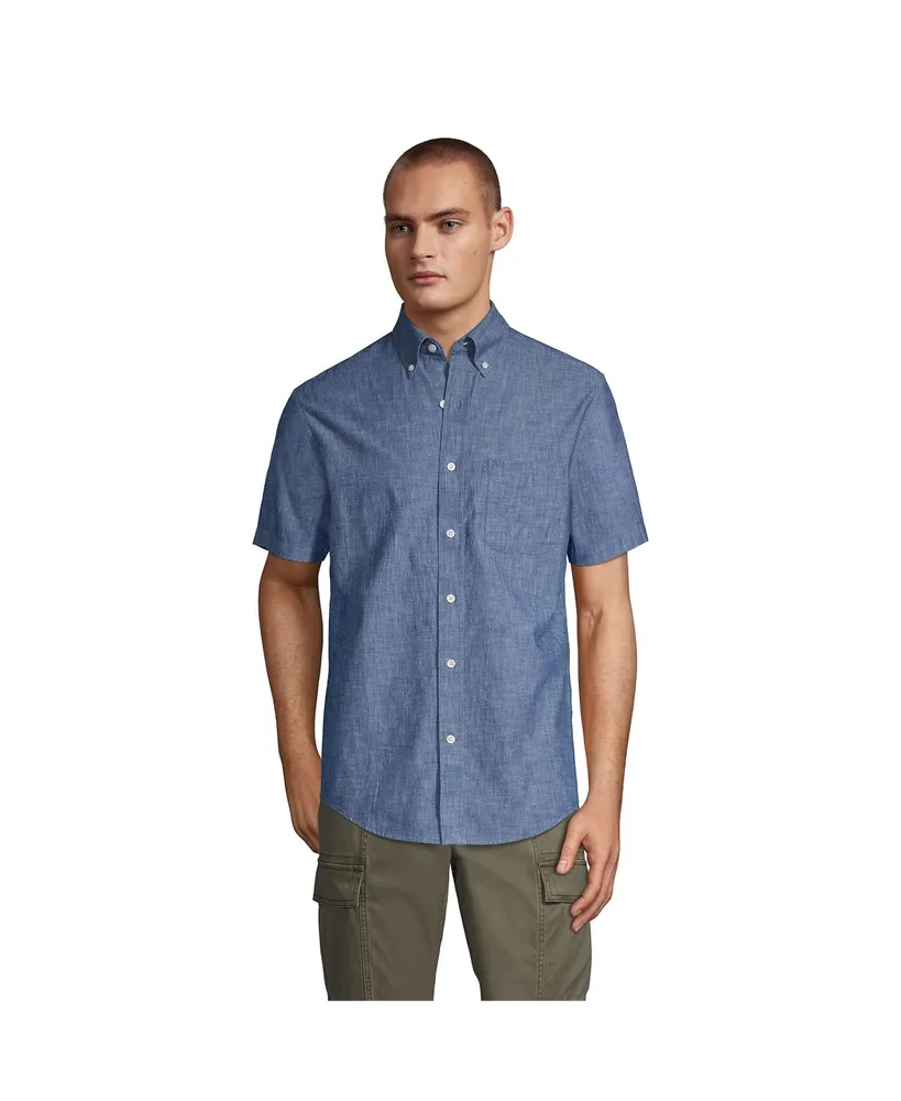 Lands' End Men's Short Sleeve Button Down Chambray Shirt