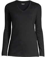 Lands' End Petite Relaxed Supima Cotton Long Sleeve V-Neck T-Shirt