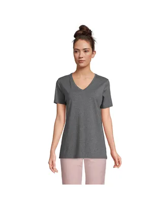 Lands' End Women's Relaxed Supima Cotton Short Sleeve V-Neck T-Shirt