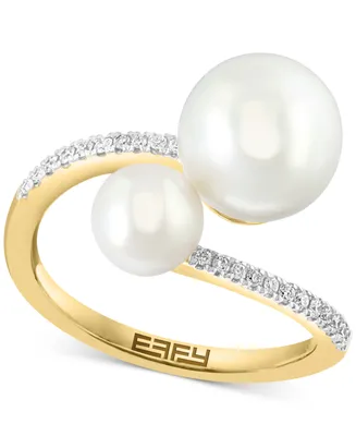 Effy Freshwater Pearl (6 & 9mm) & Diamond (1/8 ct. t.w.) Bypass Ring in 14k Gold