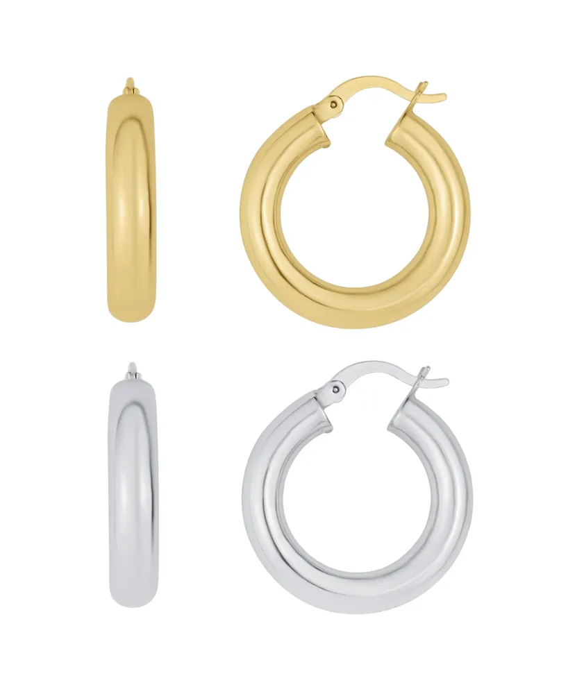 And Now This Silver Plated And 18K Gold Plated Duo Hoop Earring, 4 Pieces