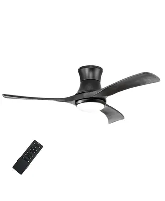 Costway 52 Inches Ceiling Fan with Led Light, Remote Control,6 Wind Speeds and 8H Timer