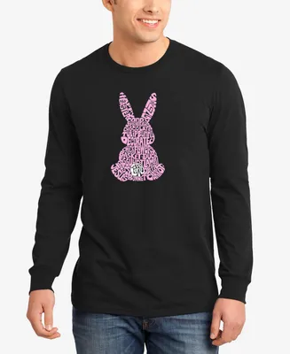 La Pop Art Men's Easter Rabbit Word Long Sleeve T-shirt