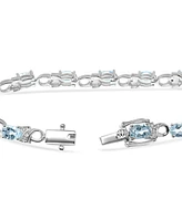 Aquamarine (5 ct. tw.) & Diamond (1/20 ct. t.w.) Link Bracelet in Sterling Silver