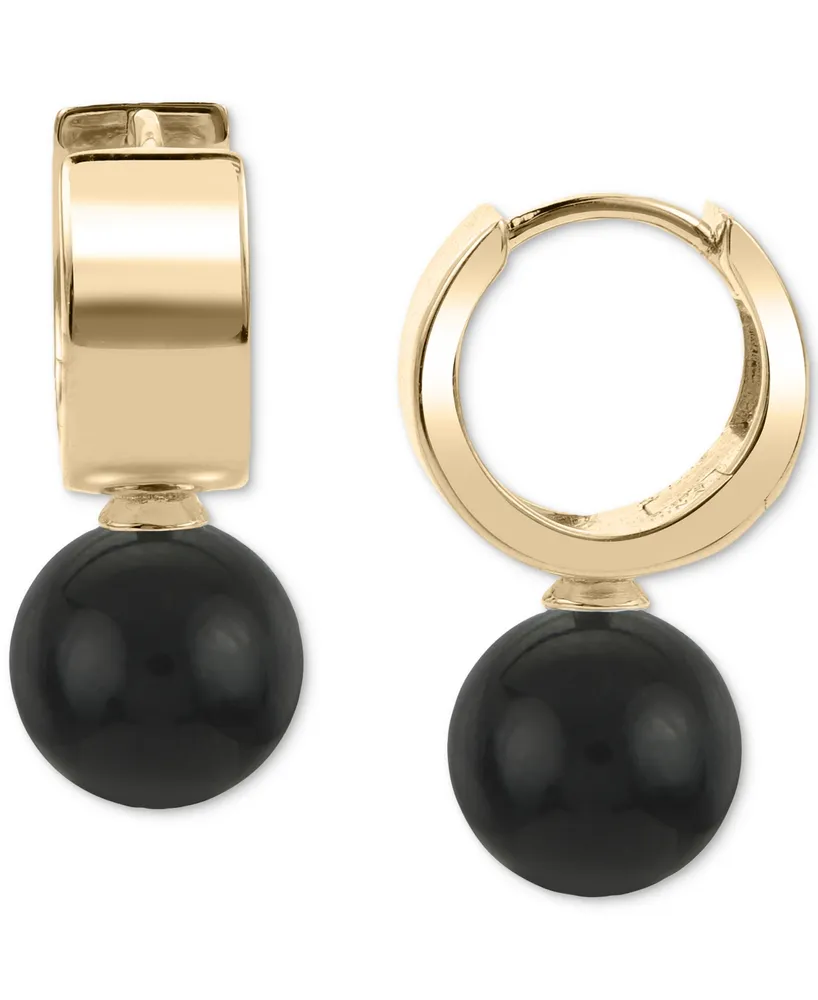 Macy\'s Jade Bead Huggie Hoop Earrings in 14k Gold-Plated Sterling Silver  (Also in Onyx) | CoolSprings Galleria