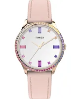 Timex Women's Quartz Analog Premium Dress Leather Pink Watch 32mm