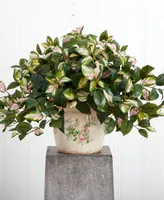 Nearly Natural Hoya Artificial Plant in Floral Print Planter