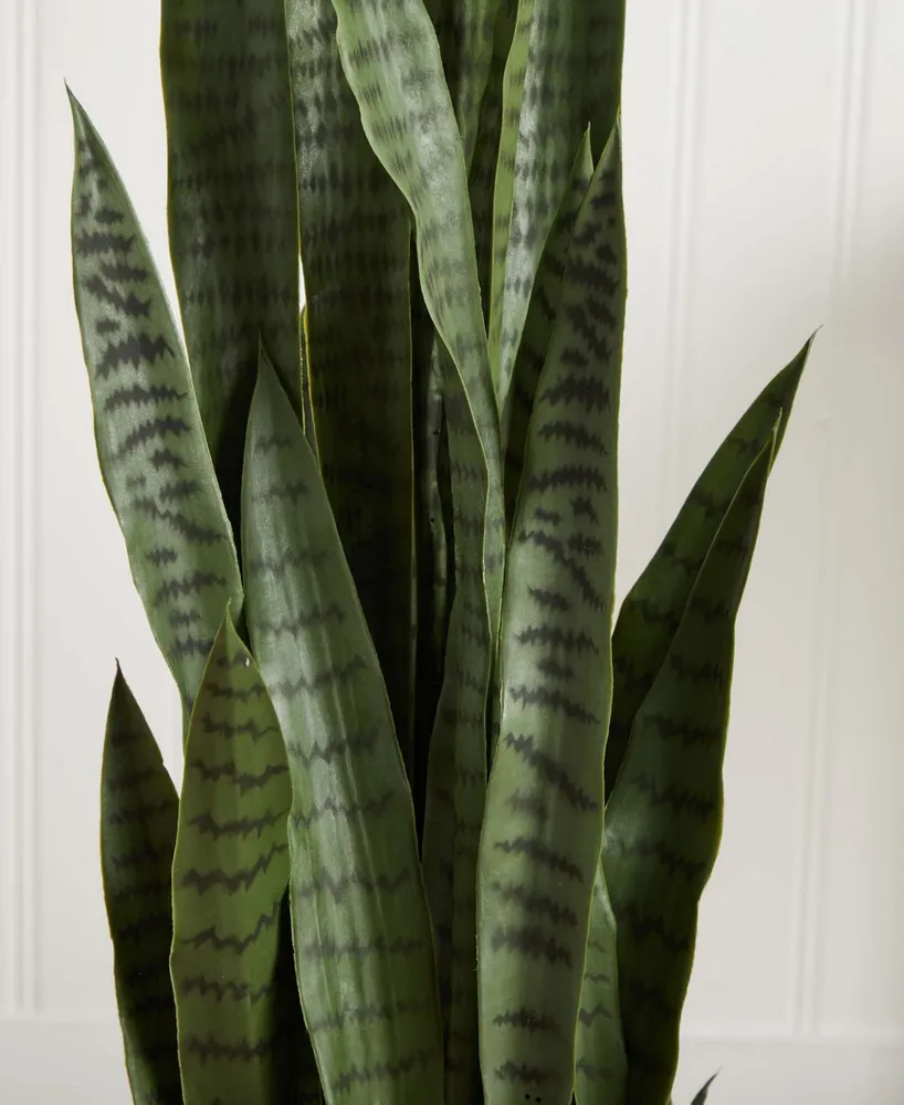 Nearly Natural 51" Sansevieria Artificial Plant in White Planter