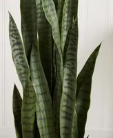 Nearly Natural 51" Sansevieria Artificial Plant in White Planter