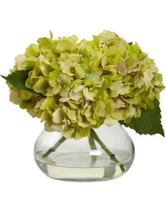 Nearly Natural Blooming Hydrangea w/Vase