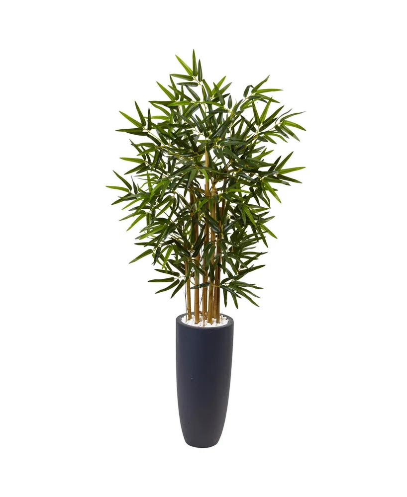 5' Bamboo Artificial Tree in Gray Cylinder Planter, Color: Green - JCPenney