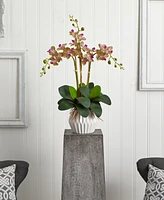 Nearly Natural Phalaenopsis Orchid Silk Arrangement in White Vase