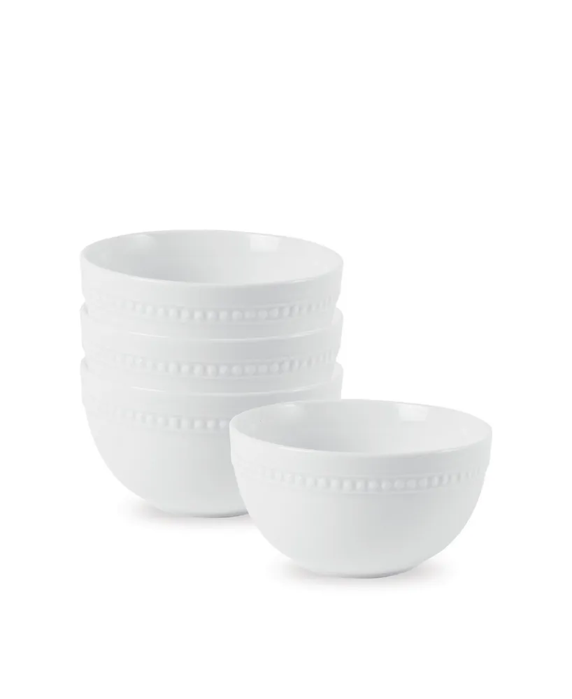 Fitz and Floyd Everyday Whiteware Beaded Soup Cereal Bowl 4 Piece Set