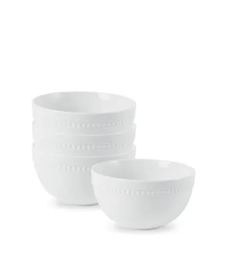 Fitz and Floyd Everyday Whiteware Beaded Soup Cereal Bowl 4 Piece Set