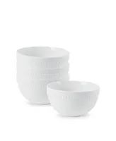 Fitz and Floyd Everyday Whiteware Beaded Soup Cereal Bowl 4 Piece Set