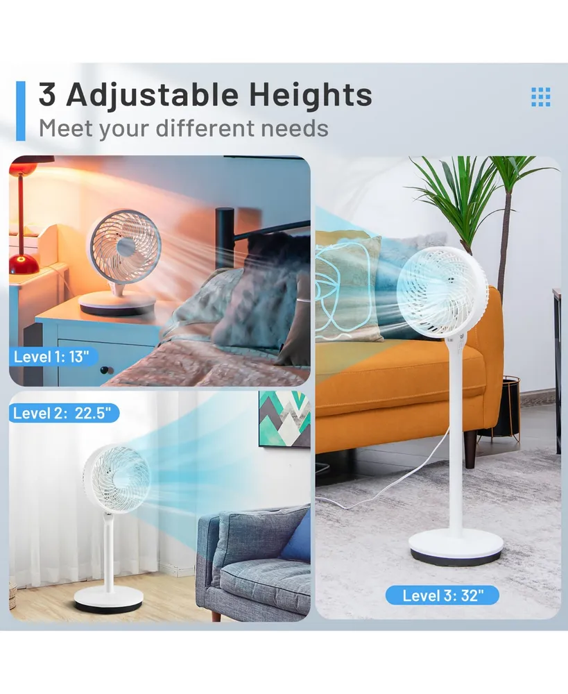 Costway 9'' Oscillating Pedestal Fan Portable Floor Fan w/ 3 Adjustable Heights & Speeds