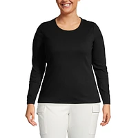 Lands' End Plus Cotton Rib Long Sleeve Crewneck T-Shirt