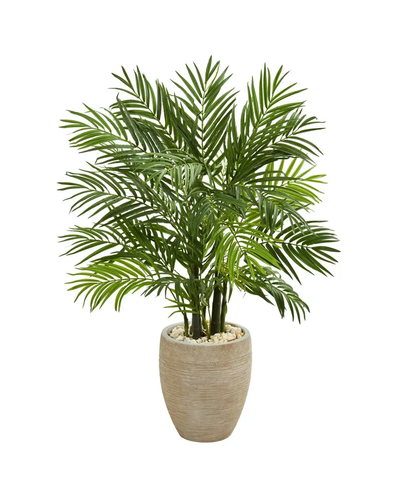 Nearly Natural 4' Areca Palm Artificial Tree in Sand-Colored Planter