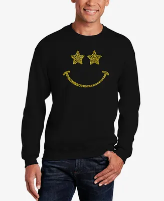 La Pop Art Men's Word Crewneck Rockstar Smiley Sweatshirt