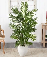 Nearly Natural 5' Areca Palm Artificial Tree in White Planter