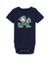 Newborn and Infant Boys Girls Navy, Green, Heathered Gray Notre Dame Fighting Irish 3-Pack Game On Bodysuit Set