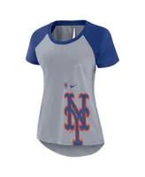 Women's Nike Heather Gray New York Mets Summer Breeze Raglan Fashion T-shirt