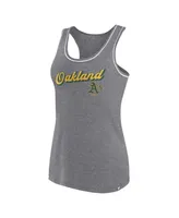 Women's Fanatics Heather Gray Oakland Athletics Wordmark Logo Racerback Tank Top