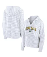 Women's Fanatics White Notre Dame Fighting Irish Striped Notch Neck Pullover Hoodie