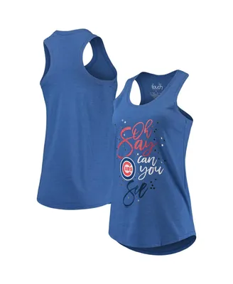 Women's Touch Royal Chicago Cubs Americana Tri-Blend Racerback Tank Top