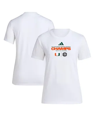 Women's adidas White Miami Hurricanes 2023 Ncaa Men's Basketball Tournament March Madness Final Four Regional Champions Fresh T-shirt