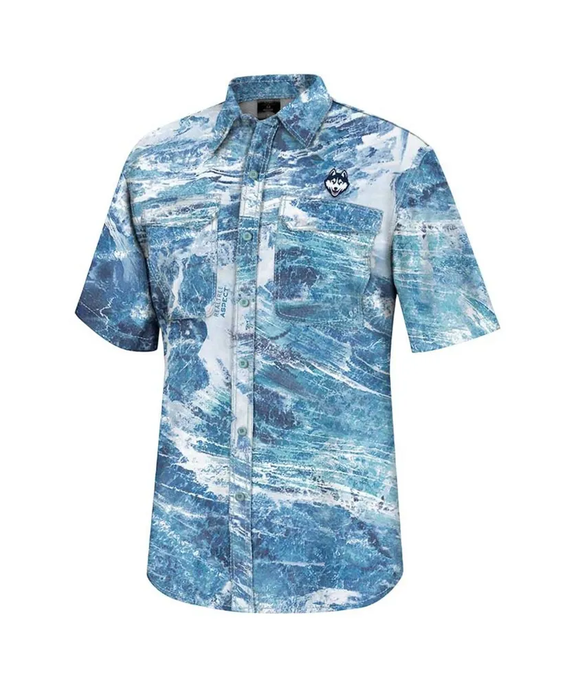 Men's Colosseum Blue UConn Huskies Realtree Aspect Charter Full-Button Fishing Shirt