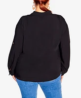 City Chic Plus Size Tropical Tie Top
