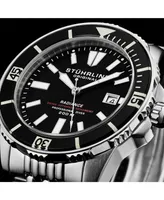 Stuhrling Men's Depthmaster Silver-tone Stainless Steel , Black Dial