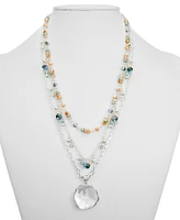 Style & Co Mixed-Metal Layered Beaded Pendant Necklace, 17" + 3" extender, Created for Macy's