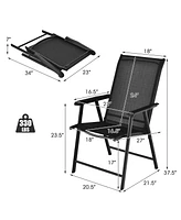 2PCS Patio Folding Dining Chairs Portable Camping Armrest Garden