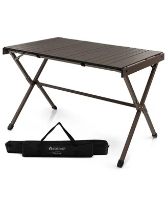 4-6 Person Portable Aluminum Camping Table Lightweight Roll Up