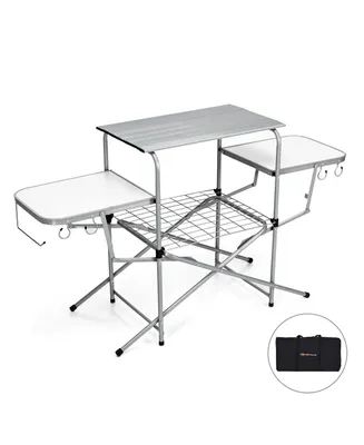 Costway Foldable Camping Table Outdoor Kitchen Portable Grilling