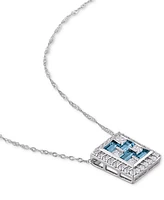 Blue Topaz (1-5/8 ct. t.w.) & White Topaz (1/2 ct. t.w.) 17" Pendant Necklace in 10k White Gold