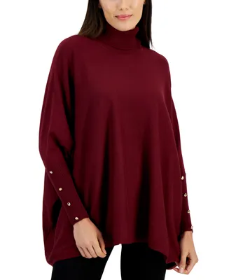 Jm Collection Women's Solid-Color Poncho Turtleneck Sweater, Regular & Petite, Created for Macy's