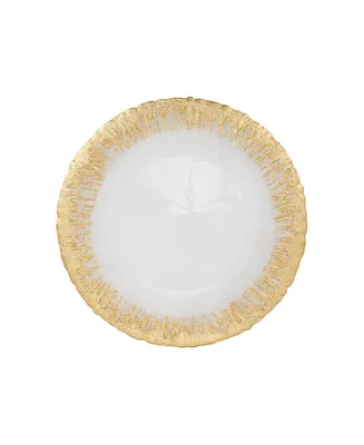 Vietri Rufolo Glass Gold Brushstroke Dinner Plate 11"