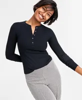 On 34th Women's Ribbed Long-Sleeve Henley Top, Created for Macy's