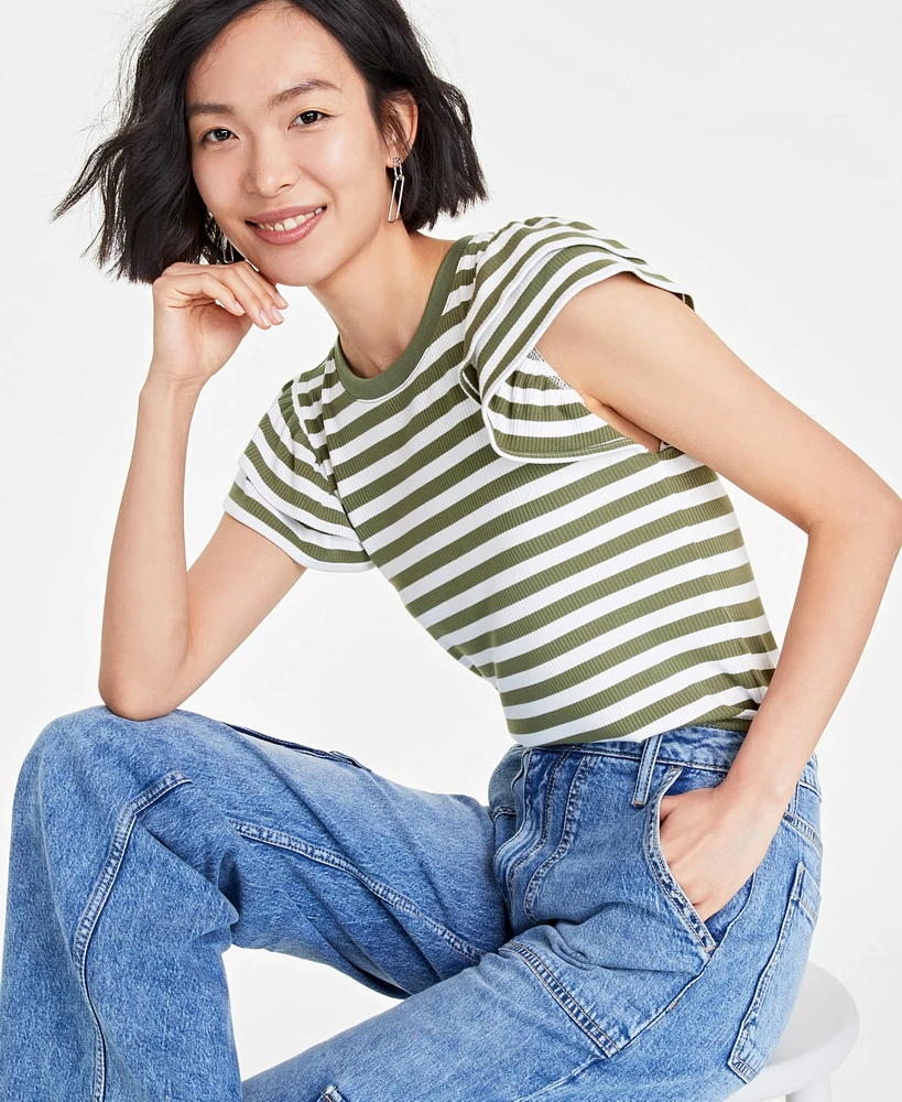 On 34th Women's Flutter-Sleeve Ribbed Top