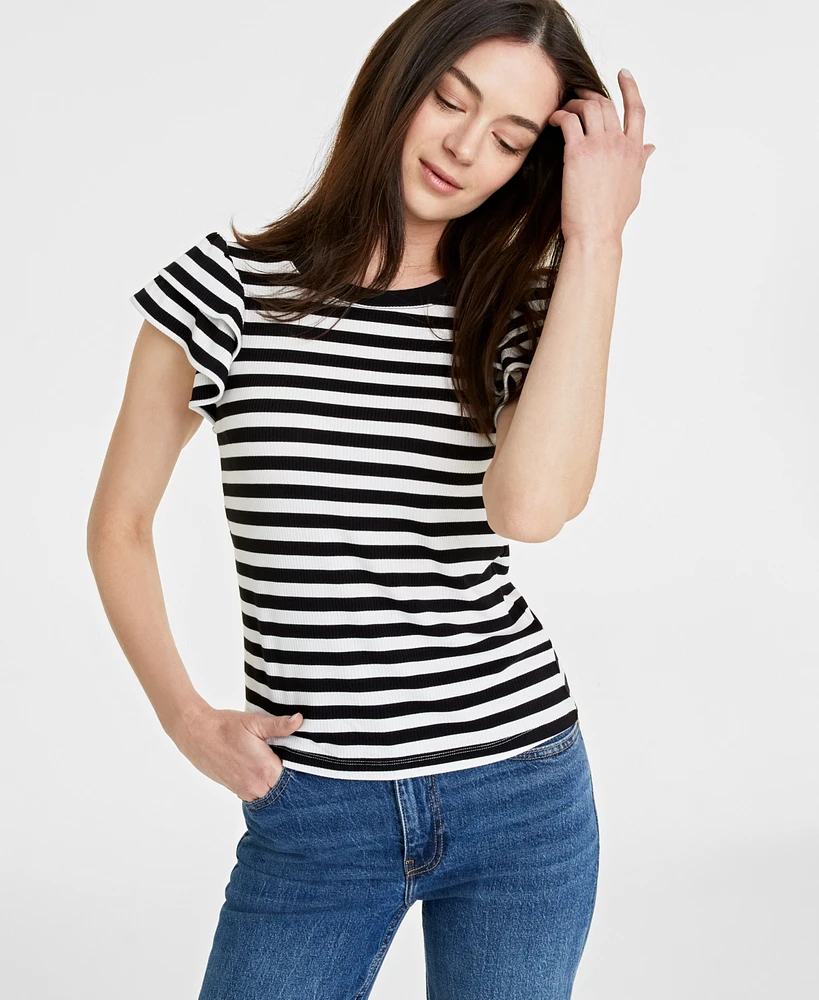 On 34th Women's Flutter-Sleeve Ribbed Top