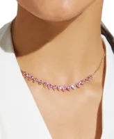 Eliot Danori 18k Gold-Plated Pink Cubic Zirconia & Stone Statement Necklace, 15" + 3" extender, Created for Macy's