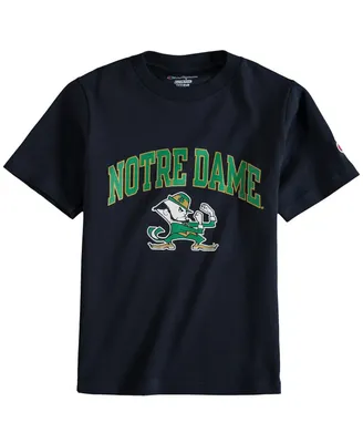 Big Boys and Girls Champion Navy Notre Dame Fighting Irish Arch Logo 2 T-shirt