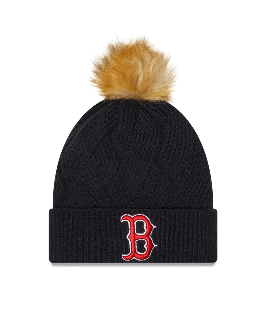 Women's New Era Navy Boston Red Sox Snowy Cuffed Knit Hat with Pom