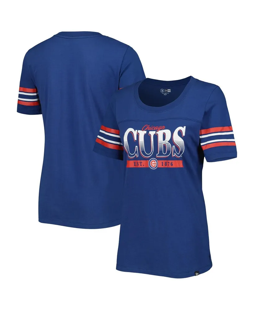 Women's New Era Blue Chicago Cubs City Connect Cap Logo Tri-Blend V-Neck  T-Shirt